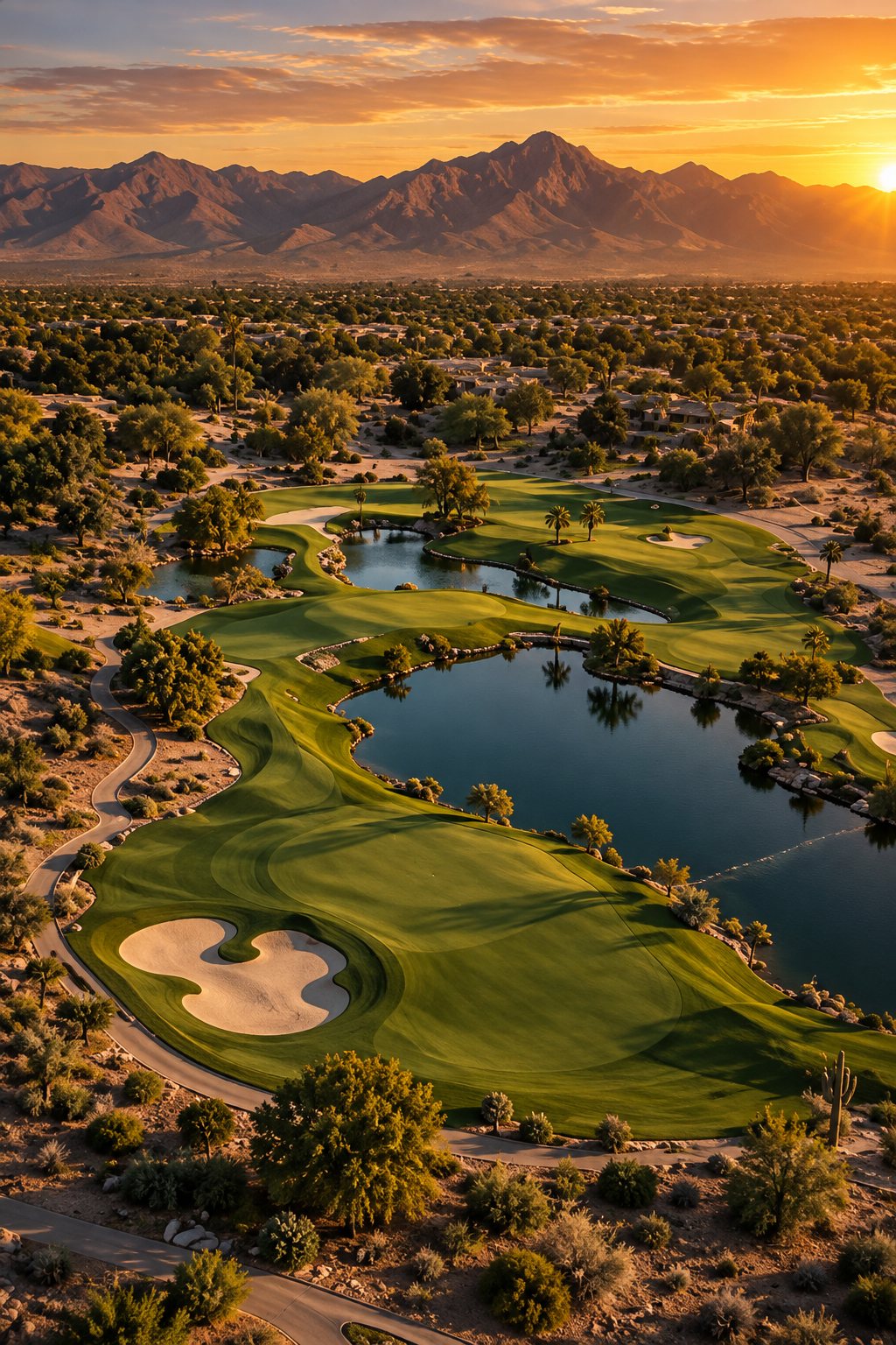 A desert golf course from above